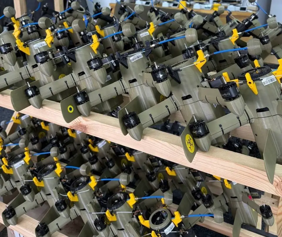 3D-printed Ukrainian Sting drones.